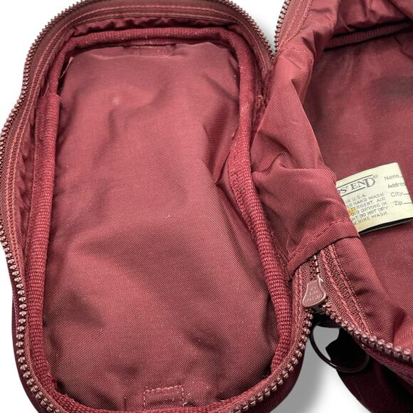 Vintage Lands End Square Rigger Canvas Toiletry Bag Shaving Dopp Kit Maroon USA - Picture 10 of 13